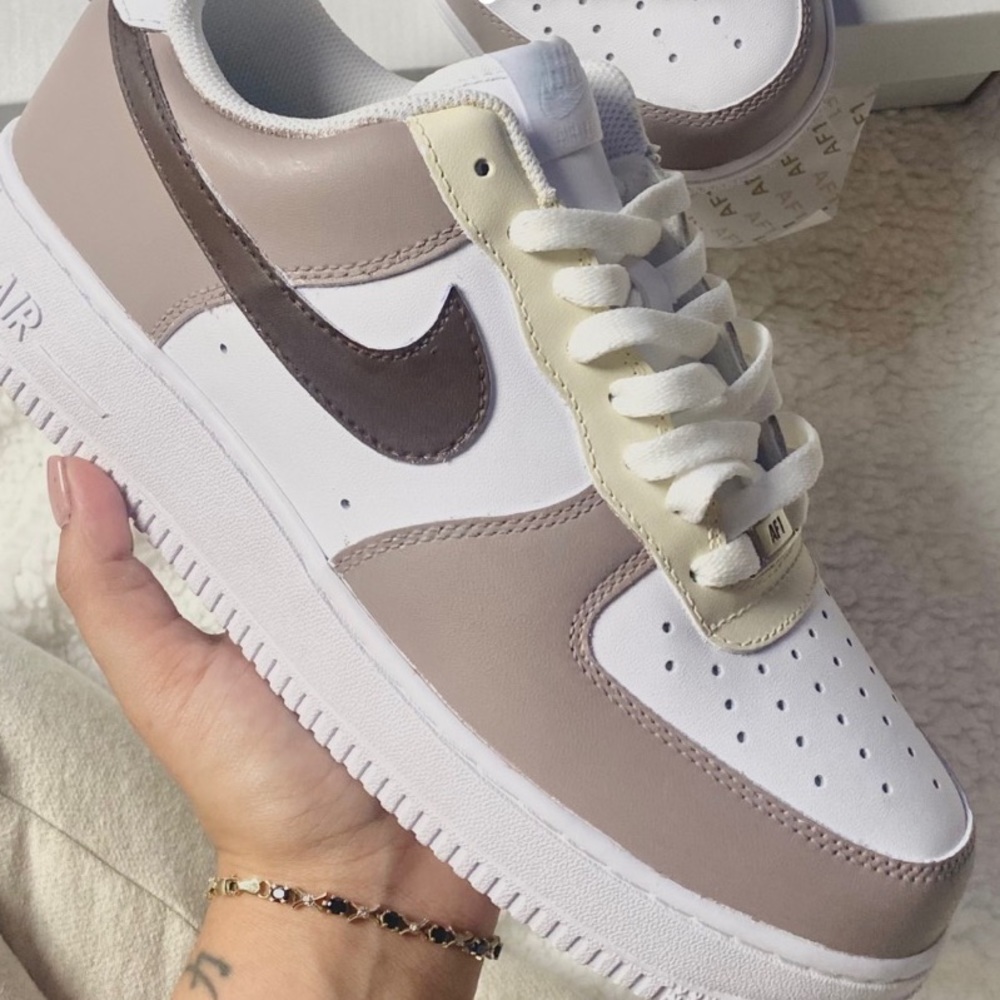Nike custom brown beige Air Force 1S - Picture 2 of 3